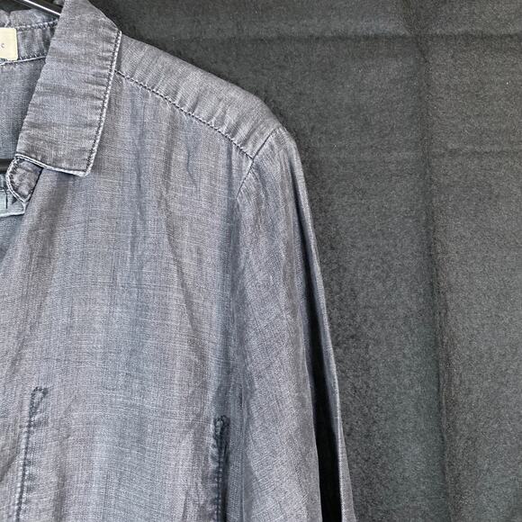 Cloth & Stone Anthropologie Womens Shirt Black Button Down High Low Small - Picture 5 of 14